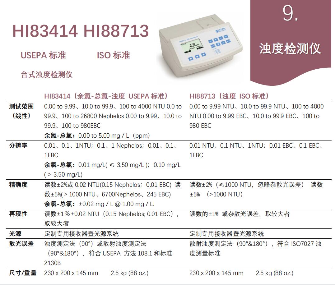 HI88713臺(tái)式多量程濁度測(cè)定儀