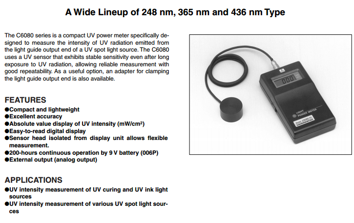 濱松C6080-02紫外線強(qiáng)度計(jì)