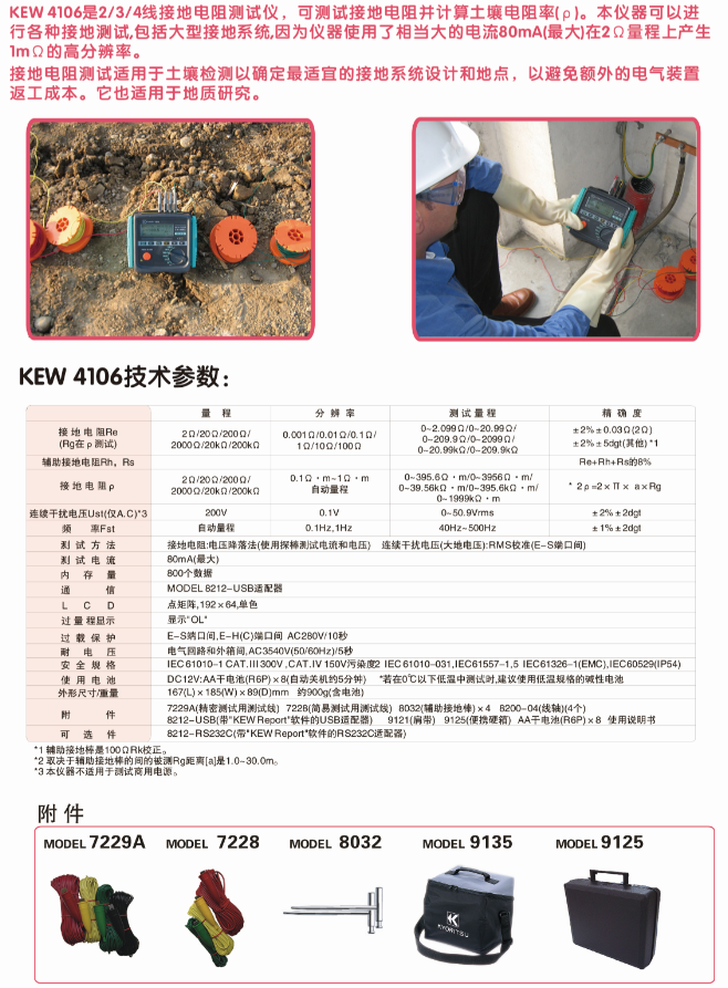 克列茨 KEW4106 數(shù)據(jù)智能化接地電阻測試儀